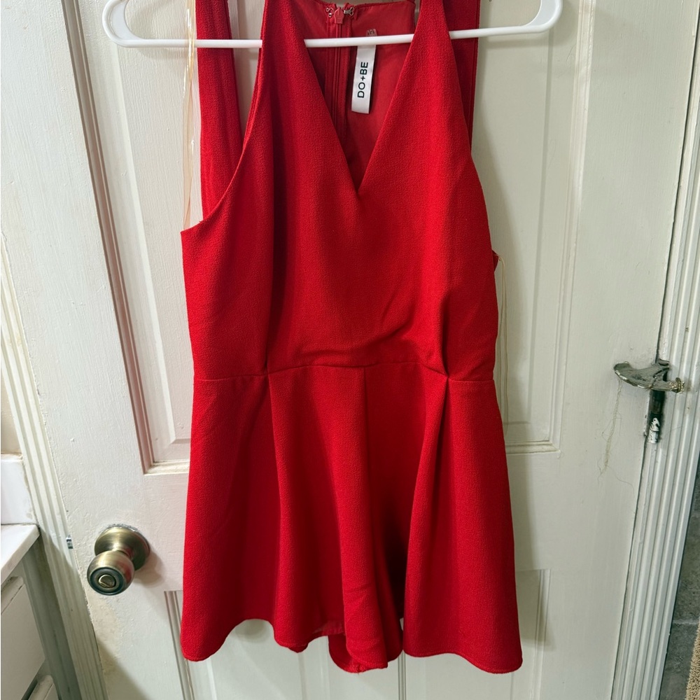 DO+BE Red Romper! Super Cute with neck bow tie